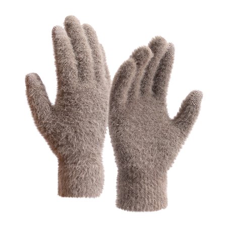 IYTR Winter Thermal Gloves for Men Women - Upgraded Solid Color Cold Weather Warm Knit Glove for Running Driving Hiking Khaki Free Size