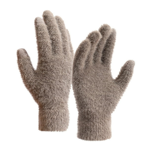 Guantes de invierno unisex para exteriores, cálidos, elásticos, gruesos, de punto, térmicos, para hombre