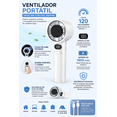 thumbnail image 3 of Ventilador Portátil Kimhi Recargable USB 1800mAh con Pantalla LED y 120 Velocidades | Ideal para hogar oficina escuela viajes, 3 of 5