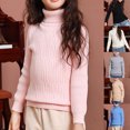 thumbnail image 2 of Qingpeng Turtleneck Sweaters for Toddler Girls Kids Long Sleeve Thermal Pullover Tops Casual Slim Fit Solid Sweater Top, 2 of 3
