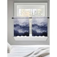 thumbnail image 5 of Navy Blue Ombre Mountain Tier Curtains 24 Inch Length,Sheer Curtains for Bedroom Living Room Window Nature Abstract Art Marble Rod Pocket Drapes Kitchen Curtains Small Half Window 27.5"x24" 2 Panels, 5 of 6