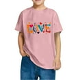 thumbnail image 4 of Piuwrlz T-Shirts Tops for Kids Girls Short Sweatshirt Sleeve Printed Loose Round Neck Blouses T Shirt Top Pink Size 7 Years, 4 of 4