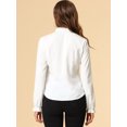 thumbnail image 3 of INSPIRE CHIC Blusa elegante con cuello de pajarita para mujer, blusa de gasa de trabajo de manga larga con volantes blanco XS, 3 of 5