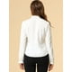 thumbnail image 3 of INSPIRE CHIC Blusa elegante con cuello de pajarita para mujer, blusa de gasa de trabajo de manga larga con volantes blanco L, 3 of 5