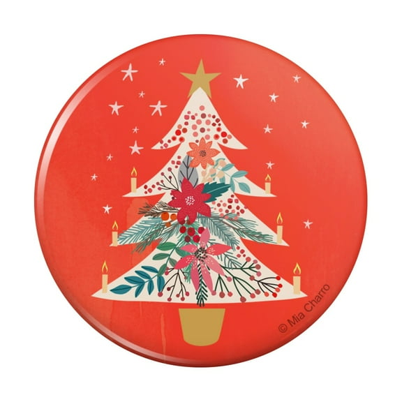 Christmas Tree with Candles Pinback Button Pin