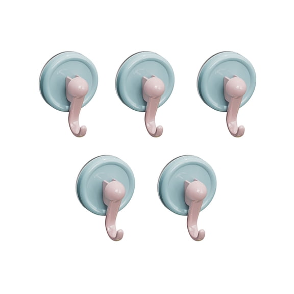 LanSuare 5Pcs Adhesive Hooks for Hanging Heavy-Duty, Wall Hangers without Nails Traceless Removable, Waterproof and Rustproof Multiple Uses for Bathroom Kitchen Home, 3.1"x2.3" Blue