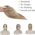 thumbnail image 2 of MY-LADY Woman 100% Remy Real Topper Human Hair Hair Extensions Natural Daily Hair Wigs Straight Hair Piece #12P613 Golden Brown & Bleach Blonde 10inch, 2 of 8