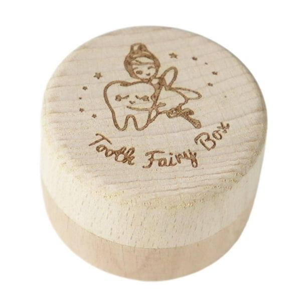Caja de hada de los dientes, caja de madera para guardar dientes de bebé, caja de recuerdo de cabello fetal para regalo de cumpleaños para niños y Estilo B