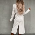 thumbnail image 6 of Homenesgenics Women's Trench Coat Fall Long Length Long Sleeve Lapel Open Front Cardigan Overcoat Windbreaker White S, 6 of 9