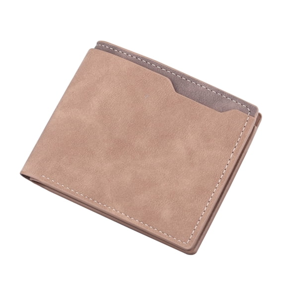 Modstep Retro Short Wallet for Men Multiple Card Slots Foldable Credit Card Holder Leather Purse for Work Business with ID Window Brown