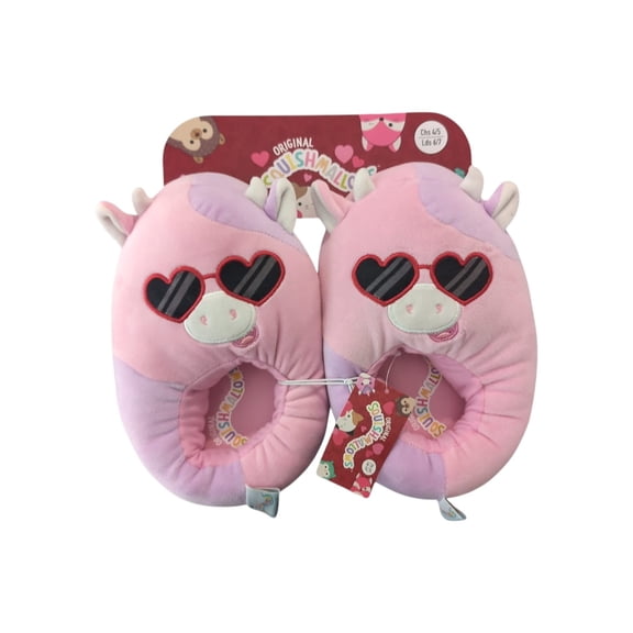 Squishmallows Slippers Patty Cow with Heart Glasses - Big Kid Size 4/5 - Official Jazwares Gear - Collectible Soft & Squishy