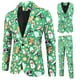 thumbnail image 3 of Conjunto de 3 piezas de chaleco y pantalón con estampado navideño 3D informal para otoño e invierno, 3 of 5
