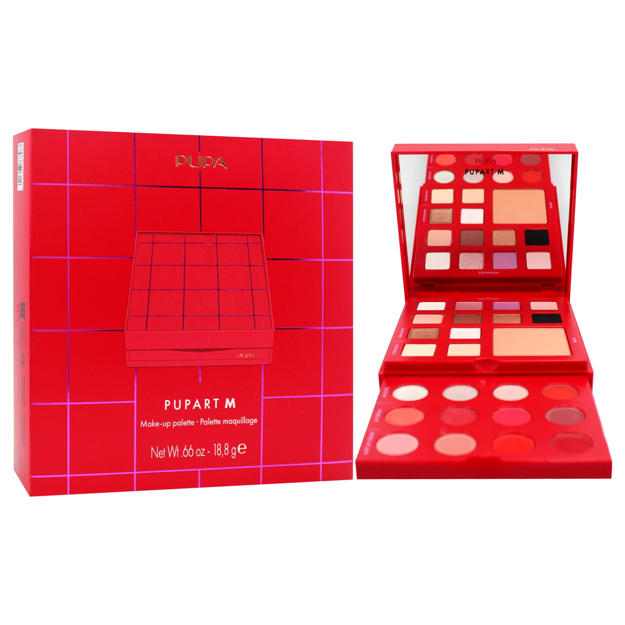 Pupa Milano Pupart M Make-Up Palette, Girls Makeup Kit, 003 Red, 0.4 oz
