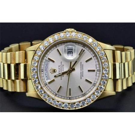 Custom Bezel - Rolex Watch President Day-Date 18K Yellow Gold Custom Diamond Watch Bezel 36mm