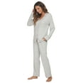 thumbnail image 2 of HEARTNICE Women Button up Pajama Set Long Sleeve Sleepwear Lightweight Pjs Set,(Grey Mel,2XL), 2 of 5