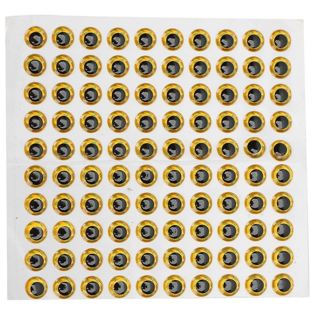 Lot de 100 yeux de leurre de pêche 9 mm, yeux de pêche réalistes 3D pour la fabrication d'appâts de pêche. Doré.