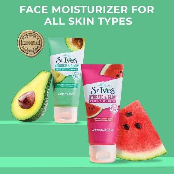 St. Ives Nourish & Glow Face Moisturizer Avocado And Watermelon 3oz ( Pack of 2 )