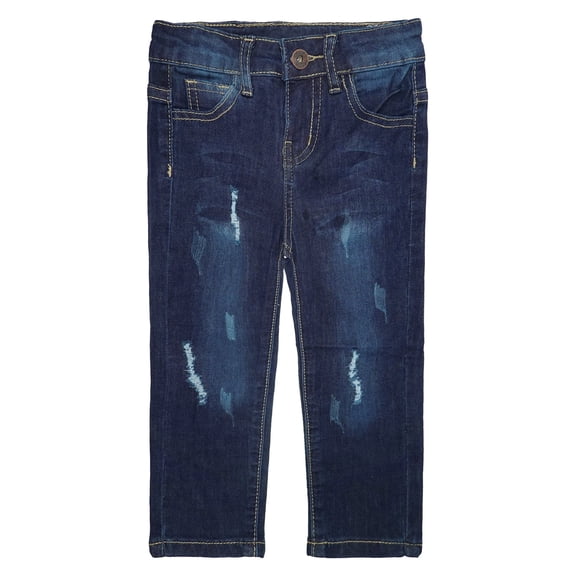 KIDSCOOL SPACE Little Girls Boys Jeans,Elastic Band Inside Ripped Stretchy Soft Thin Summer Denim Slim Pants,5-6 Years