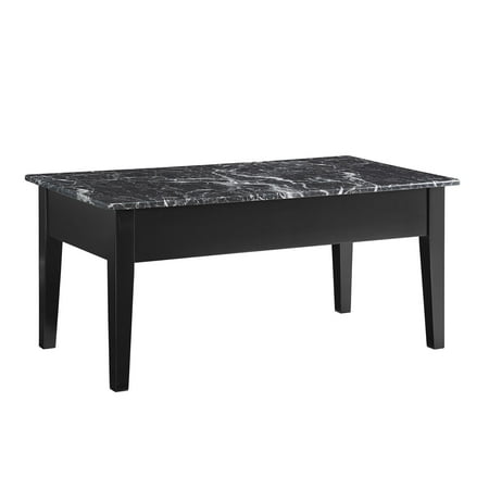 Dorel Living Faux Marble Lift Top Coffee Table with Storage, Black