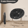 thumbnail image 2 of MoNiBloom Faux Fur Saucer Chair for Adults, Comfy Fluffy for Living Room Bedroom Dorm Apartment, with Thick Padded & Folding Metal Frame (Black), 2 of 10