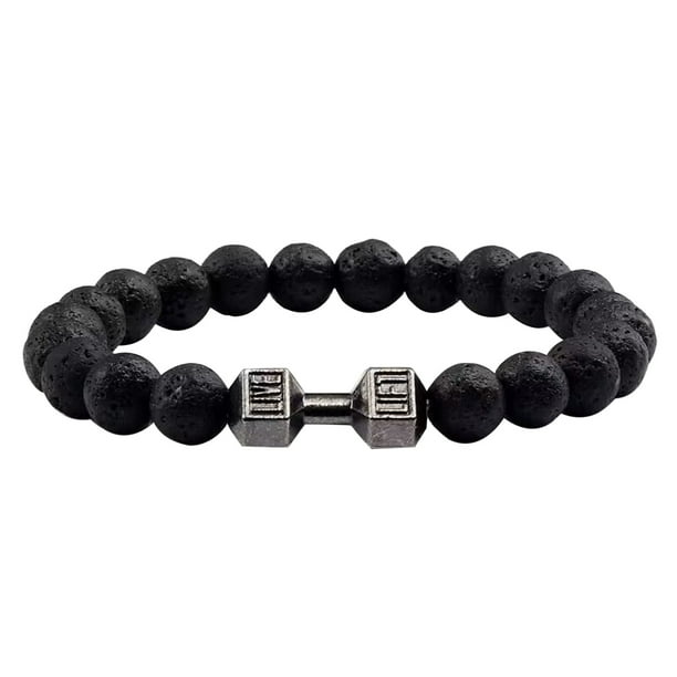 Pulsera de cuentas naturales de piedra volcánica mancuerna Europea y Joyería fina para hombres y mujeres
