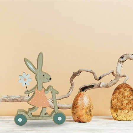 

Home Easter Wooden Craft Bunny Ornament Bunny Scooter Decorative Ornament Bunny Home Wooden Decorative Ornament
