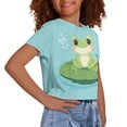 thumbnail image 4 of Uourmeti Frog Sports T-Shirt for Girls 7-8 Cute Short Sleeve Crop Top Lightweight Short Crew Neck Pullover Tops, 4 of 6