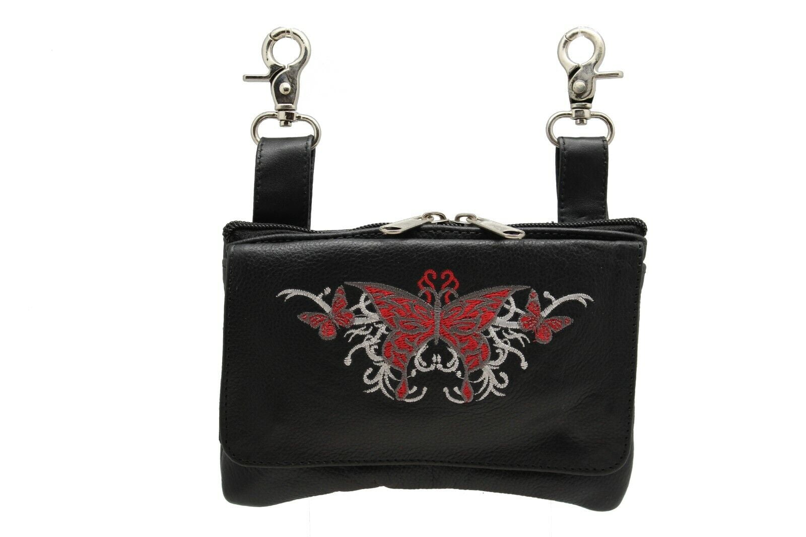 Womens Leather Biker Waist Bag and Crossbody Purse Studded with Buckle Black Hooks to Belt Loop Walmart
