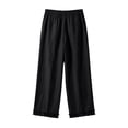 thumbnail image 6 of HappyYEE Summer Cropped Pants for Women Plus Size Ruffle Hem High Waist Trousers Loose Fits Casual Beach Vacation Bottoms 3XL, 6 of 8