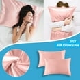 thumbnail image 2 of LYCAQL Standard Size Satin Pillowcase for Hair and Skin, Pink Silk Satin Pillowcases Set of 2, Satin Cooling Pillow Covers with Envelope Closure, 20x26 Inches, 2 of 9