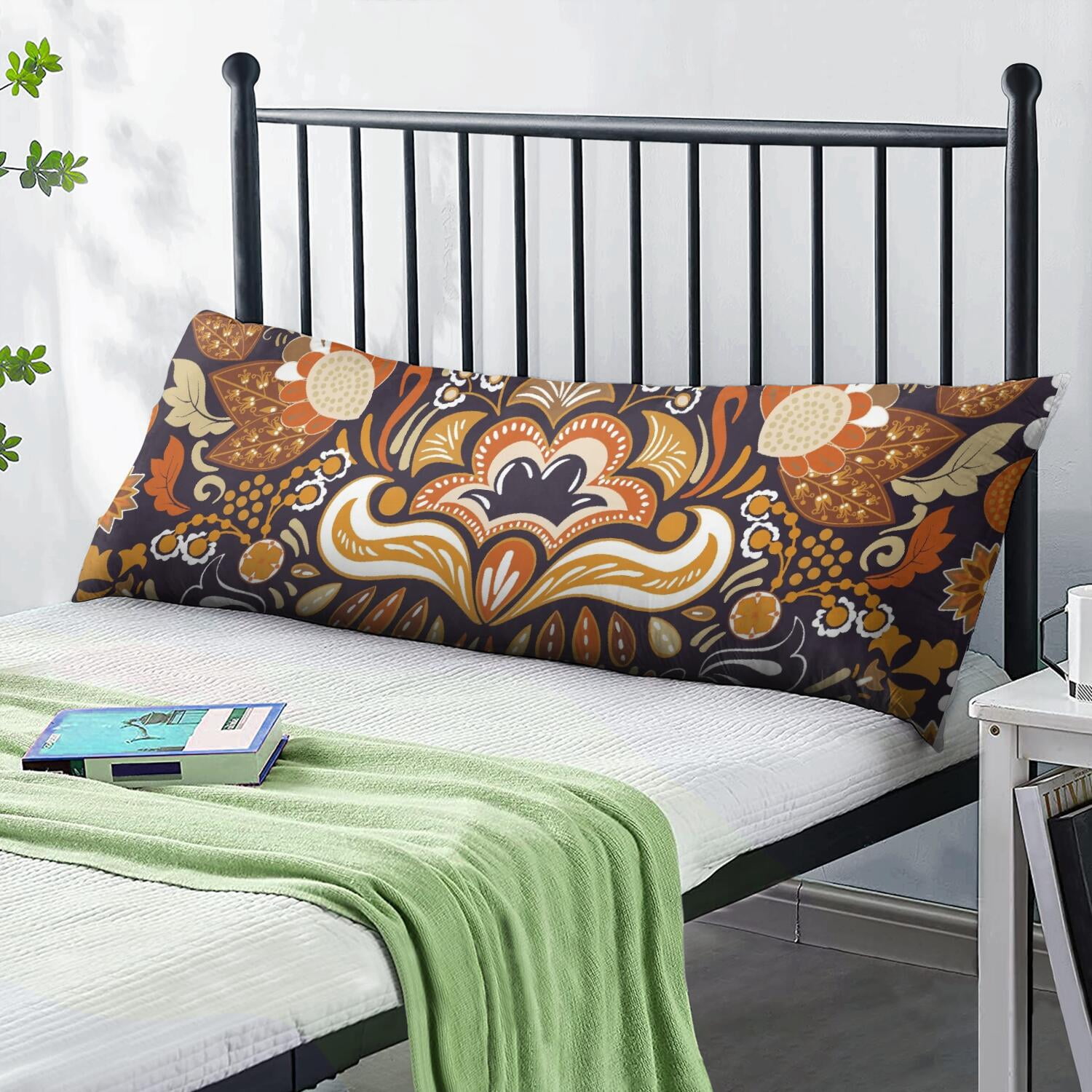 Vintage Paisley Boho Body Pillow Cover 20x54 - Retro Floral Long Pillow Case, Full Body Support for Comfortable Lounging & Sleep