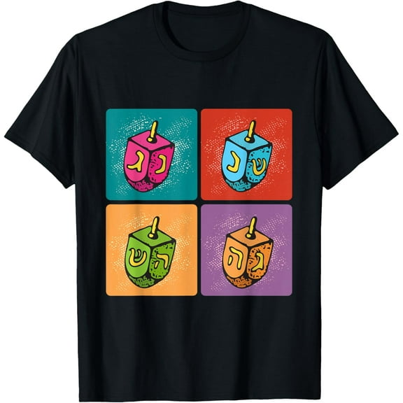 Funny Hanukkah Dreidel Pop Art Style Colorful Adults Kids T-Shirt