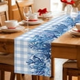 thumbnail image 5 of Summer Coastal Table Runner 72 Inches, Watercolor Ocean Coral Starfish Conch Blue Plaid Bed Runner Dresser Scarves Tabletop for Indoor Outdoor Parties/Ceremony/Banquet, 14" x 72", 5 of 9