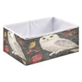 thumbnail image 2 of WOBOGO Snowy Owl Storage Basket Foldable Easy to Clean Durable with Hollow Support Plate with Handle 15.75×10.63×6.96 in, 2 of 8
