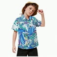 thumbnail image 3 of Xudanell Boys Button Down Shirt Holiday Beach Floral Tops Button up Holiday Shirts for Teens Light Blue 18-24 Months, 3 of 5