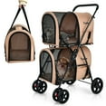 thumbnail image 1 of Gymax 4-in-1 Double Pet Stroller w/ Detachable Carrier Travel Carriage for Cats Beige, 1 of 9