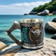 thumbnail image 4 of Taza de cerveza de acero inoxidable con diseño de calavera pirata misteriosa con relieve tridimensional vintage de Halloween, 4 of 5