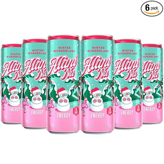 New Alani Energy Drinks, Winter Wonderland Flavor - Sugar-Free, Low-Calorie, 200mg Caffeine, Energy Boost Drink 12 fl oz (Pack of 6)