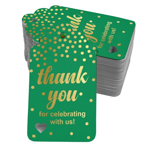 Inkdotpot Real Gold Foil ThankYou For Celebrating With Us Bridal Shower-Baby Shower-Retirement-Wedding-Birthday Tags Favor Hang Paper Tags 100 Pack