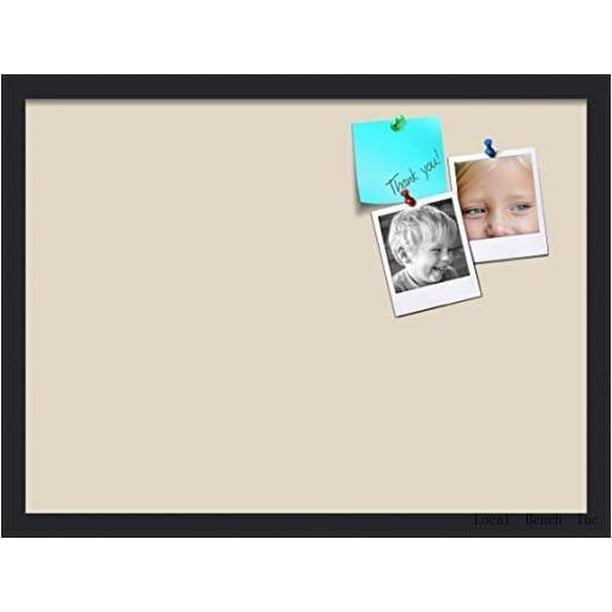 23x17 inch cork bulletin board. this decorative framed pin board comes
