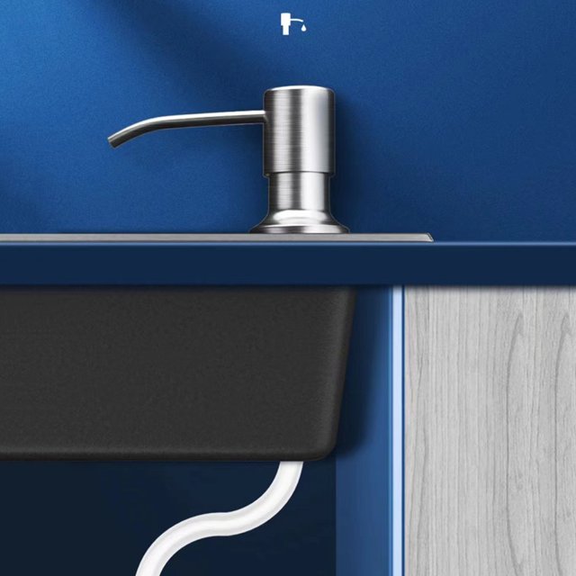 Dispensador de Jabón Líquido Bombas Accesorios Flexibles Suministros de Cocina (Plata)