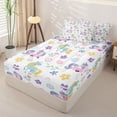 thumbnail image 2 of Metsweet Floral Unicorn Zipper Full Size Comforter Sets with Fitted Sheet and 2 Pillowcases, Flower Magical Horse Zipper Bedding Set, Pink Blue Purple,4pcs, 2 of 6