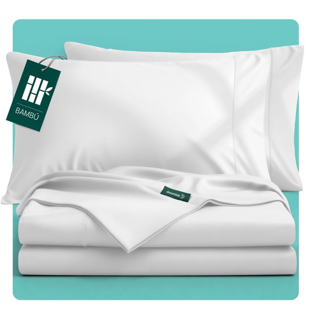 Juego de Sábanas de Bambú Dreamlab, Ropa de Cama Ultra Suave, Fresca, Hipoalergénica, Ecológica, Sábanas King Size de Bambú, Color Blanco