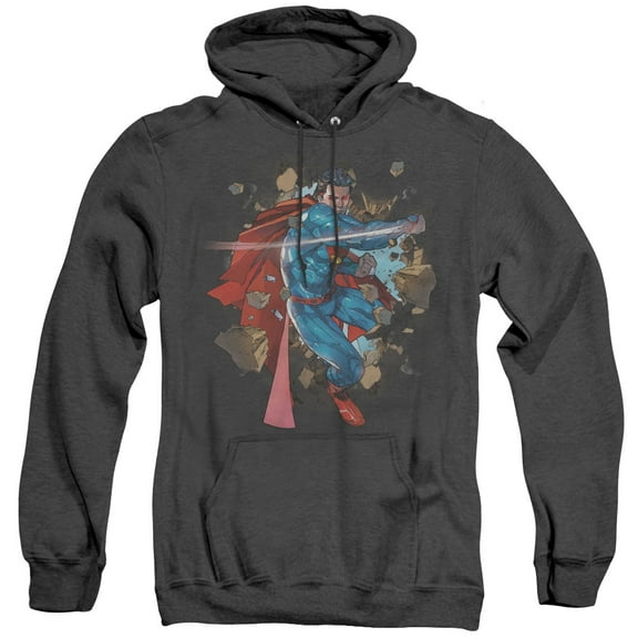 Superman Rock Breaker Adult Heather Hoodie Sweatshirt Black