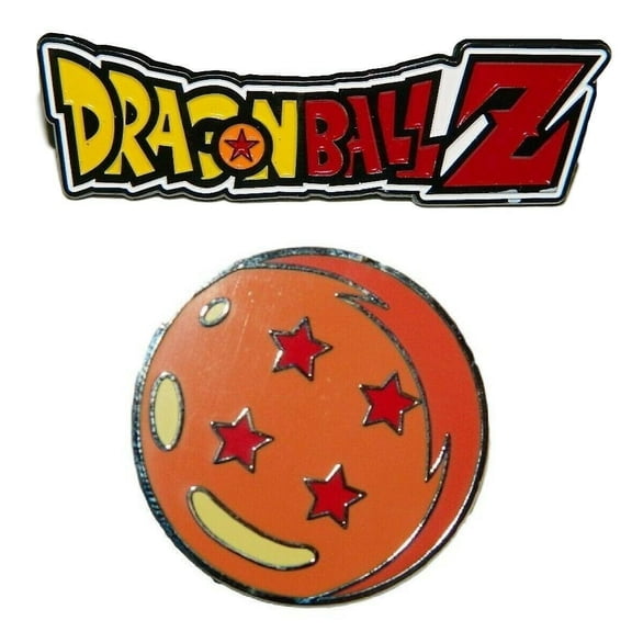 Dragonball Z Name and 4 Star Enamel Metal Pin Set of 2