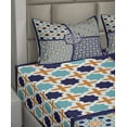 thumbnail image 2 of Ambesonne Orient Fitted & Top Sheet Set with Shams, Mosaic Eastern Pattern, Blue Orange White, 2 of 4