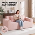 thumbnail image 6 of 76'' Corduroy Oversized Loveseat, 3-Seater Boneless Cloud Sofa with Built-in Cup Holders, No Assembly Compression Couch, Ideal for Apartment, Pink, 6 of 8
