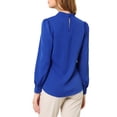 thumbnail image 4 of INSPIRE CHIC Women's Stand Collar Pleated Button Keyhole Button Blouse L Royal Blue, 4 of 8