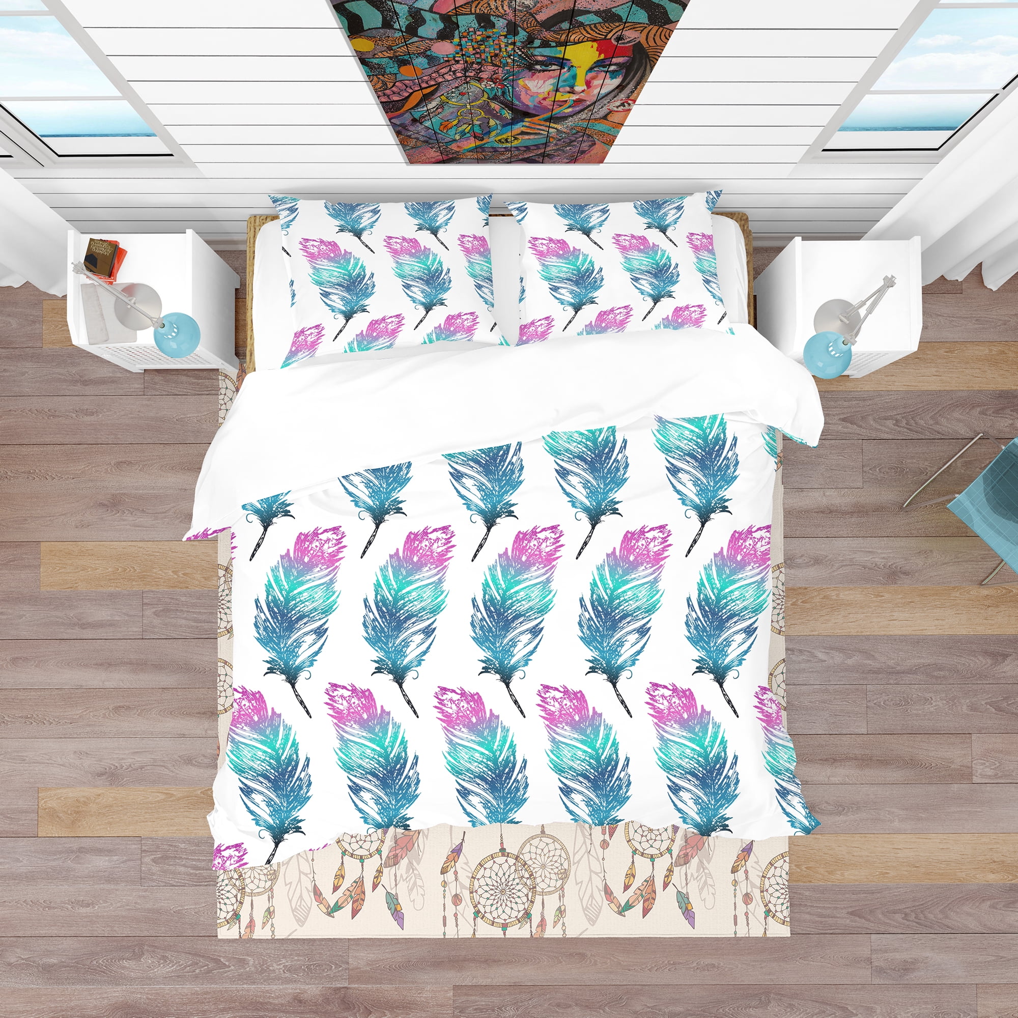 Designart 'Hand Drawn Feathers Isolated on Background' Southwestern Duvet Cover Set