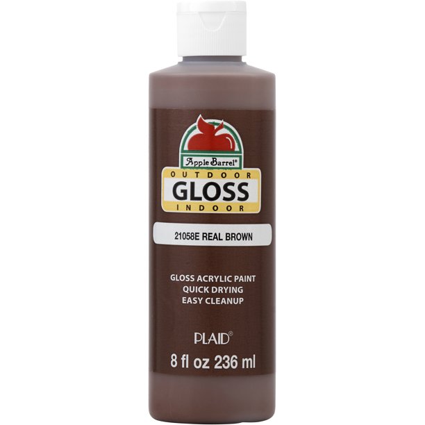 Apple Barrel 21058E Acrylic Craft Paint, Gloss Finish, Real Brown, 8 fl oz